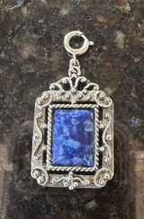Sarah‎ Coventry Reversible Sterling Silver Pendant Blue Stone Ornate Cross Back Photo 0