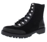 Lucky Brand Iliana Black Suede Wool Lace Up Hiker Combat Boots Photo 0