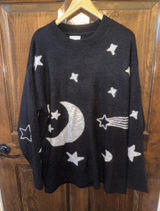 Earthbound Trading Co. Celestial Moon and Stars Oversized Knit Sweater Photo 0