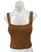 Abercrombie & Fitch Women's Brown Faux Suede Sleeveless Crop Tank Top Size S Photo 0