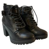 MADDEN GIRL Alexandra Black High Heeled Lace Up Combat Moto Boot NIB - Size 6 Photo 0