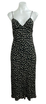 Urban Outfitters Ramona Black Floral Sleeveless Midi Cami Tank A-Line Dress XS Photo 0