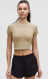 Lululemon Swiftly Tech Cropped Short-Sleeve Shirt 2.0 Sheer Oak / Sheer Oak Photo 0