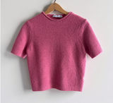 ZARA Pink Soft Knit Short Sleeve Sweater Crew Neck Medium Photo 0