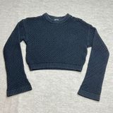 Dark‎ Coquette Y2K Gina Tricot XS Cropped Sweater Chunky Open Knit Crew Neck GUC Photo 0