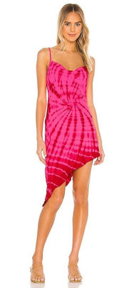 Amanda Uprichard Ansonia Tie Dye Asymmetrical Mini Dress Pink Orange Size Small Photo 0