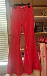 Vibrant Pink Flare Jeans Photo 0