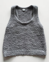 Aerie Grey Sherpa Popcorn‎ Knit Racerback Crop Tank Top Womens Large Photo 0