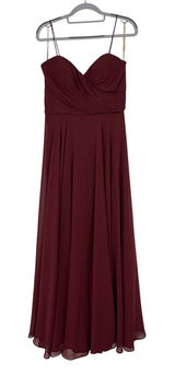 Jenny‎ Yoo Collection Burgundy Chiffon Spaghetti Strap Gown Dress Size 10 Photo 0