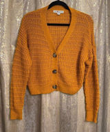 Love Change Knit Crochet Golden Orange Cardigan Sweater Medium Photo 0