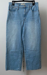 Madewell Cotton Coastal Clean Sustainable Slim Wide-Leg Crop Jeans 30 Blue Photo 0