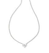 Katy Silver Heart Short Pendant Necklace in White Crystal Photo 0