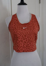 womens Nike Dri-FIT Animal Print Cropped Training Tank Scoop Neck Orange S Photo 0