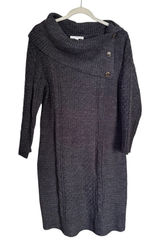 Studio One Women’s Sz XL Gray Cowl Neck Bodycon Knee Length Knit Sweater Dress Photo 0