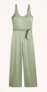 NWT Abercrombie & Fitch Sage Green Satin Jumpsuit Photo 0