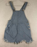 Free People Hickory Stripe Denim Overall Mini Dress Blue White Pinstripe Size 0 Photo 0