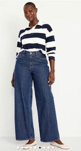 Old Navy Mid-Rise Wow Baggy Wide-Leg Dark Blue Wash Jeans Women’s Plus Size 20 Photo 0