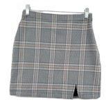 Abercrombie & Fitch White Black Plaid Zip Up Slit A-Line Skirt Mini Skirt Size S Photo 0