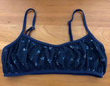 LA Hearts by PacSun Navy Blue‎ Floral Smocked Bikini Top Size Medium Adjustable Photo 0