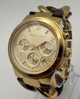 Michael Kors Runway Twist Gold Chronograph Watch MK-4222 Working New Battery Photo 0
