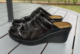 NAOT Black Croco Patent Leather Mules Slip on Clogs Women’s Wedge Shoes Size 11 Photo 0