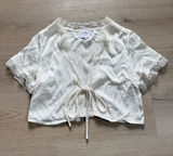 Polly white satin tie-front crop top coquette romantic Y2K fairycore style Photo 0