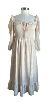 Shein Cottagecore Smocked Midi‎ Dress Sz XS Puff Sleeve Prairie Romantic Photo 0