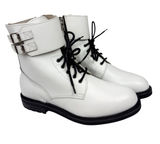 Allsaints Brigade White Leather Combat Boots Size 39 US 9 Photo 0