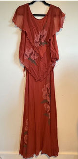 Vintage St Simon 2pc Rayon Floral Maxi Skirt Top Whimsigoth Fairy Romantic 90s Photo 0