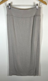Wilfred Free Gray Ribbed Knit Midi Skirt Side Slit women' Size Small chic sexy‎ Photo 0
