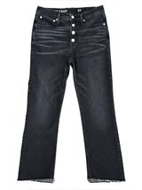 J Crew Washed Out Black Raw Hem Button Fly 9” Billie Demi Boot Cut Crop Jeans 27 Photo 0
