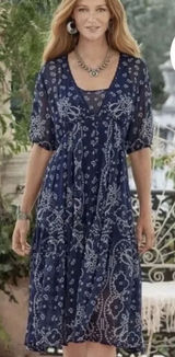 Sundance Brieia Bandana Print Sheer Button Front Dress Size Medium Paisley Photo 0