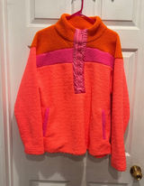 Cotton Bleu Womens Neon Colorblock Sherpa Quarter Zip Pullover Sweater Small Photo 0