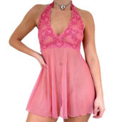 Victoria's Secret Lace‎ Slip Dress Pink Embroidered Lingerie Y2K Babydoll Large Photo 0