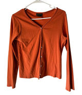 Vintage Abercrombie & Fitch Rust Orange Button Front Cardigan M Y2K 100% Cotton Photo 0