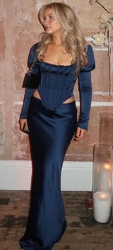 HOUSE OF CB 'Dana'‎ Navy Puff Sleeve Corset NWOT Photo 0