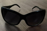 Y2K Zebra Print Black Oversized Sunglasses Purple Lenses Photo 0