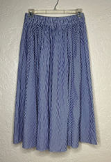 J.Crew Blue White Striped Midi Skirt Elastic Waist Cotton Blend Size M Photo 0