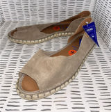 NWT Verbenas Womens Suede Peep Toe Espadrille Flats Taupe Made‎ in Spain Sz 9.5 Photo 0