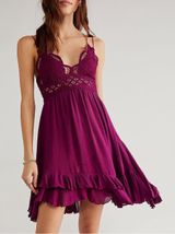 FREE PEOPLE Adella Slip Mini Dress in Wine Diamonds Photo 0