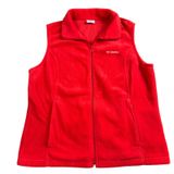 Columbia Fleece Vest Women XL Red Full Zip Mock Neck Outdoor‎ Gorpcore Layering Photo 0