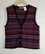 Erika Classics Women’s Vintage 90s Ramie Cotton Cardigan Vest in Fair Isle M Photo 0