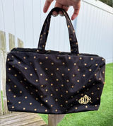VTG 80’s Christian Dior Black Gold Polk A Dot Cosmetic Bag Travel Toiletries‎ C Photo 0