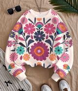 Colorful Floral Long Sleeve Sweatshirt Photo 0
