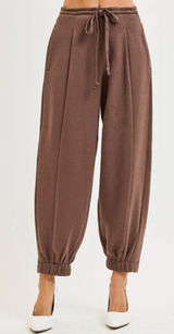 RISEN Drift Brown Wide Leg Jogger Pants Size Small Drawstring Elastic Waist Photo 0