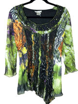 Alberto Makali Y2K Whimsigoth Sheer Moody‎ Witchy Sequin Asymmetric Top Medium Photo 0