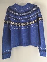 J.Crew Womens XL Alpaca Merino Wool Blue Nordic Knit Sweater Fair Isle Ribbed Photo 0