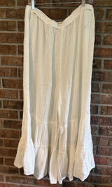 Anthropologie Cream Tiered Gauze Wide-Leg cropped Pants Photo 0