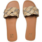 Yoki Alabama Women's Braided Rhinestone Flat Sandals in Beige‎ 9 NIB Photo 0