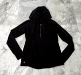 Athleta Hoodie Sz Small Black Hooded Pullover Thin Sweatshirt Running 1/4 Zip Photo 0